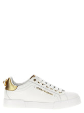 Dolce & Gabbana Guldiga Kalvskinn Låga Sneakers