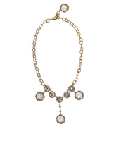 Dolce & Gabbana Gold Chain Brass Crystal Clock Statement Necklace - Necklaces