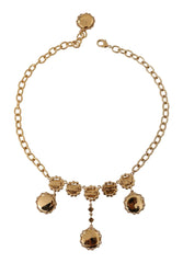 Dolce & Gabbana Gold Clock Statement Crystal Chain Necklace - Necklaces