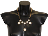 Dolce & Gabbana Gold Clock Statement Crystal Chain Necklace - Necklaces
