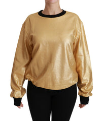 Dolce & Gabbana Gold Cotton Crewneck Pullover Sweater - Sweaters
