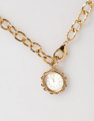Dolce & Gabbana Gold Crystal Clock Pendant Statement Jewelry Necklace - Necklaces