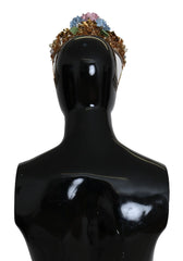 Dolce & Gabbana Gold Crystal Purple Hortensia Headband Crown Diadem - Headbands
