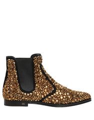 Dolce & Gabbana Gold Embellished Chelsea Ankle Boots Shoes - EU44/US11