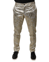 Dolce & Gabbana Gold Floral Jacquard Men Dress Pants - IT48 | M - Trousers