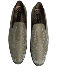 Dolce & Gabbana Gold Floral Jacquard Slip On Loafers Shoes - EU44/US11
