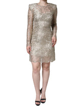 Dolce & Gabbana Gold Floral Lace A-line Sheath Mini Dress - IT42|M - Dresses