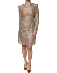 Dolce & Gabbana Gold Floral Lace A-line Sheath Mini Dress - IT44 | L - Dresses