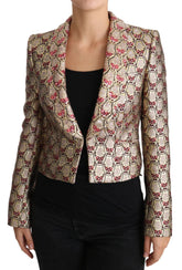 Dolce & Gabbana Gold Floral Sequined Blazer Coat Jacket - IT38|XS - Sport Jackets