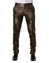 Dolce & Gabbana Gold Jacquard Dress Formal Men Trouser Pants - IT48 | M
