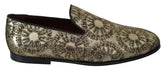 Dolce & Gabbana Gold Jacquard Flats Mens Loafers Shoes - Flats