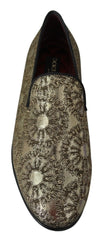 Dolce & Gabbana Gold Jacquard Flats Mens Loafers Shoes - Flats