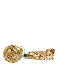Dolce & Gabbana Gold Leather Floral Crystal Angel Headset Headphones - Headsets