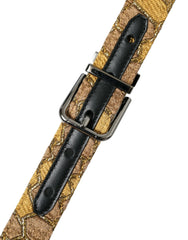 Dolce & Gabbana Gold Leather Jacquard Silver Metal Buckle Belt - 90 cm / 36 Inches - Belts