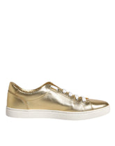 Dolce & Gabbana Gold Leather Logo London Men Sneakers Shoes - EU41.5/US8.5 - Sneakers