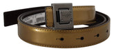 Dolce & Gabbana Gold Leather Silver Square Metal Buckle Belt - 90 cm / 36 Inches - Belts
