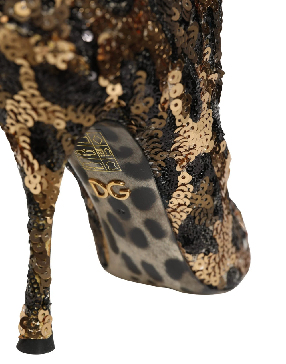 Dolce & Gabbana Kultaisten Leopardikuvioiden Helmistö Sock Ankle Boots Kengät - EU39/US8.5