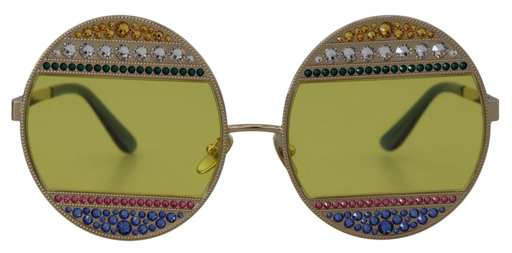 Dolce & Gabbana Gold Oval Metal Crystals Shades DG2209B Sunglasses - Sunglasses