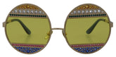 Dolce & Gabbana Gold Oval Metal Crystals Shades DG2209B Sunglasses - Sunglasses
