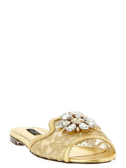 Dolce & Gabbana Gold Polyamide Slides - EU37/US7