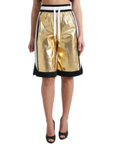 Dolce & Gabbana Gold Polyester Perforated High Waist Shorts - IT40|S - Short Trousers