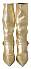 Dolce & Gabbana Gold Rhinestones Ankle Boots Socks Shoes - EU38.5/US8 - Boots