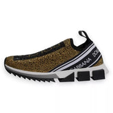Dolce & Gabbana Gold Rhinestones Sorrento Sneakers Shoes - EU40.5/US7.5