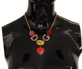 Dolce & Gabbana Gold Rose Love Crystal Charm Chain Necklace - Necklaces