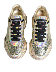 Dolce & Gabbana Gold Sequin Iridiscent Daymaster Sneakers Shoes - Sneakers
