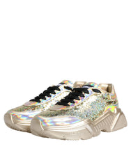 Dolce & Gabbana Gold Sequin Iridiscent Daymaster Sneakers Shoes - Sneakers