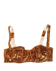 Dolce & Gabbana Guldfarvet Sequined Nyon Balconette BH Undertøj - IT2 | S