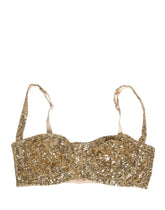 Dolce & Gabbana Gold Sequined Semi-Pad Underwire Bra Underwear - IT5 | XL