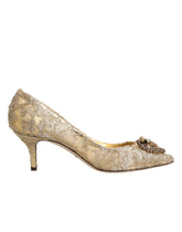 Dolce & Gabbana Gold Taormina Lace DEVOTION Pumps Shoes