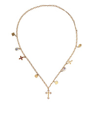 Dolce & Gabbana Gold Tone Brass Chain Religious Cross Pendant Necklace - Necklaces