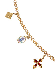Dolce & Gabbana Gold Tone Brass Chain Religious Cross Pendant Necklace - Necklaces