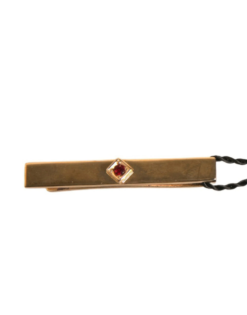 Dolce & Gabbana Gold Tone Brass Crystal Branded Tie Clip Bar - Tie Clips