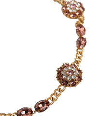 Dolce & Gabbana Gold Tone Brass Crystal Embellished Waist Chain Belt - M - Belts