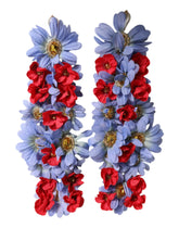 Dolce & Gabbana Gold Tone Brass Floral Crystal Clip On Dangling Earrings - Earrings