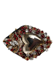 Dolce & Gabbana Gold Tone Brass Sacred Heart Crystal Embellished Brooch - Brooches & Lapel Pins