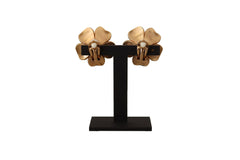 Dolce & Gabbana Gold Tone Maxi Faux Pearl Floral Clip-on Jewelry Earrings - Earrings