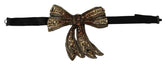 Dolce & Gabbana Gold Tone Silk Rhinestone Embellished Women Bowtie - Neckties