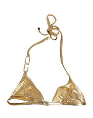 Dolce & Gabbana Gold-Tone Triangle Bikini Top DG Logo Swimwear - IT2 | S