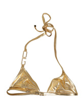 Dolce & Gabbana Gold-Tone Triangle Bikini Top DG Logo Swimwear - IT2 | S