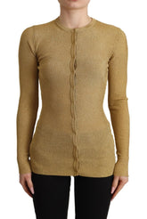 Dolce & Gabbana Gold Viscose Blend Buttons Cardigan Sweater - IT36 | XS - Cardigans