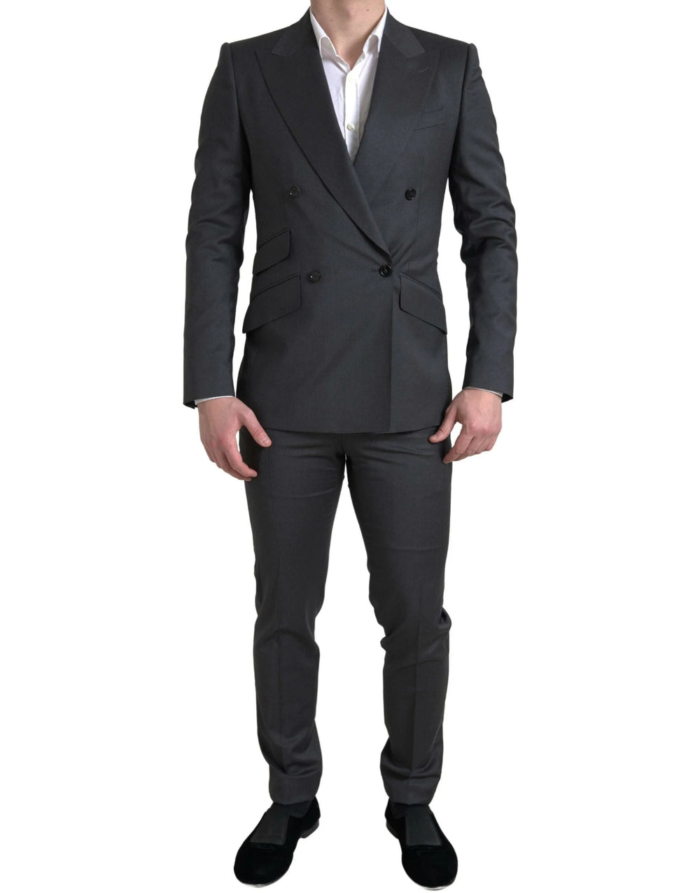 Dolce & Gabbana Gray 2 Piece Double Breasted SICILIA Suit - IT46 | S - Pant Suits
