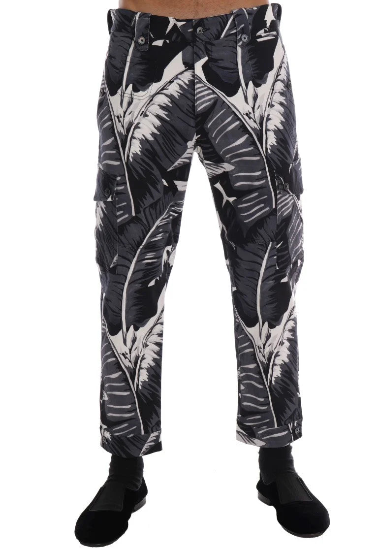 Dolce & Gabbana Gray Banana Leaf Cotton Pants - IT50 | L - Trousers