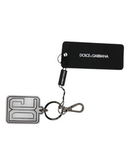 Dolce & Gabbana Gray Black DG Rubber Logo Silver Men’s Keychain Keyring - Keychains