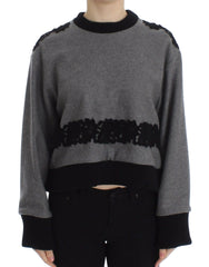 Dolce & Gabbana Gray Black Lace Wool Cashmere Sweater - IT44|L - Sweaters