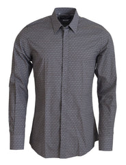 Dolce & Gabbana Gray Brown GOLD Slim Fit Dress Formal Shirt - Shirts