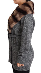 Dolce & Gabbana Gray Cardigan Fur Coat Cashmere Jacket - IT38 | XS - Wrap Coats